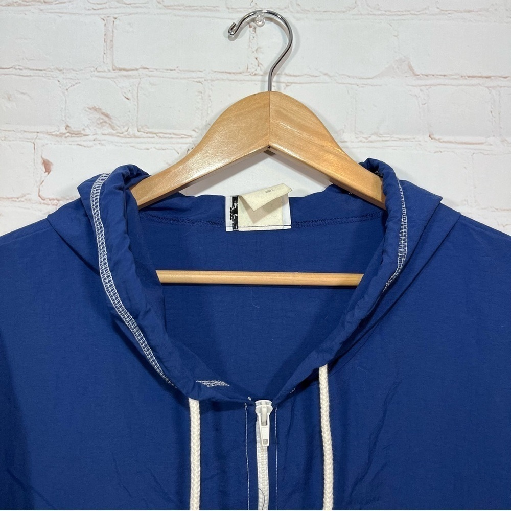 Vintage LA Movers Jacket Womens Small Blue White Striped 1/4 Zip Pullover - Picture 3 of 13